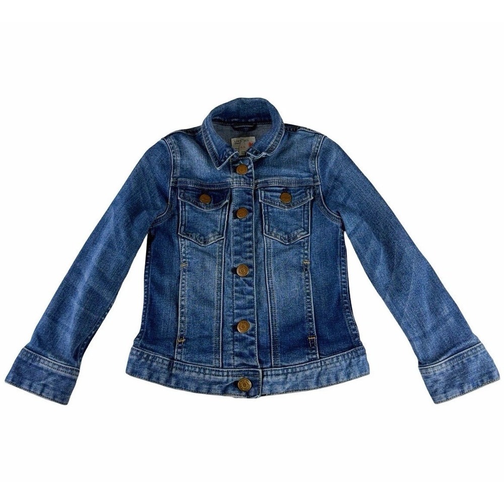Crewcuts Girls Denim Jacket Size 4/5 Classic Trucker Jean Jacket Preppy Y2K Cute